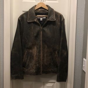 Old Navy Distressed Brown Bomber Jacket
